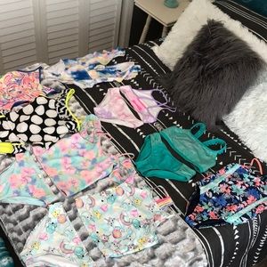 Girls 10/12 Swim Lot 8 swimsuits & mermaid tail